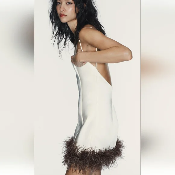 Zara Feather Trim Dress - Picture 4 of 4